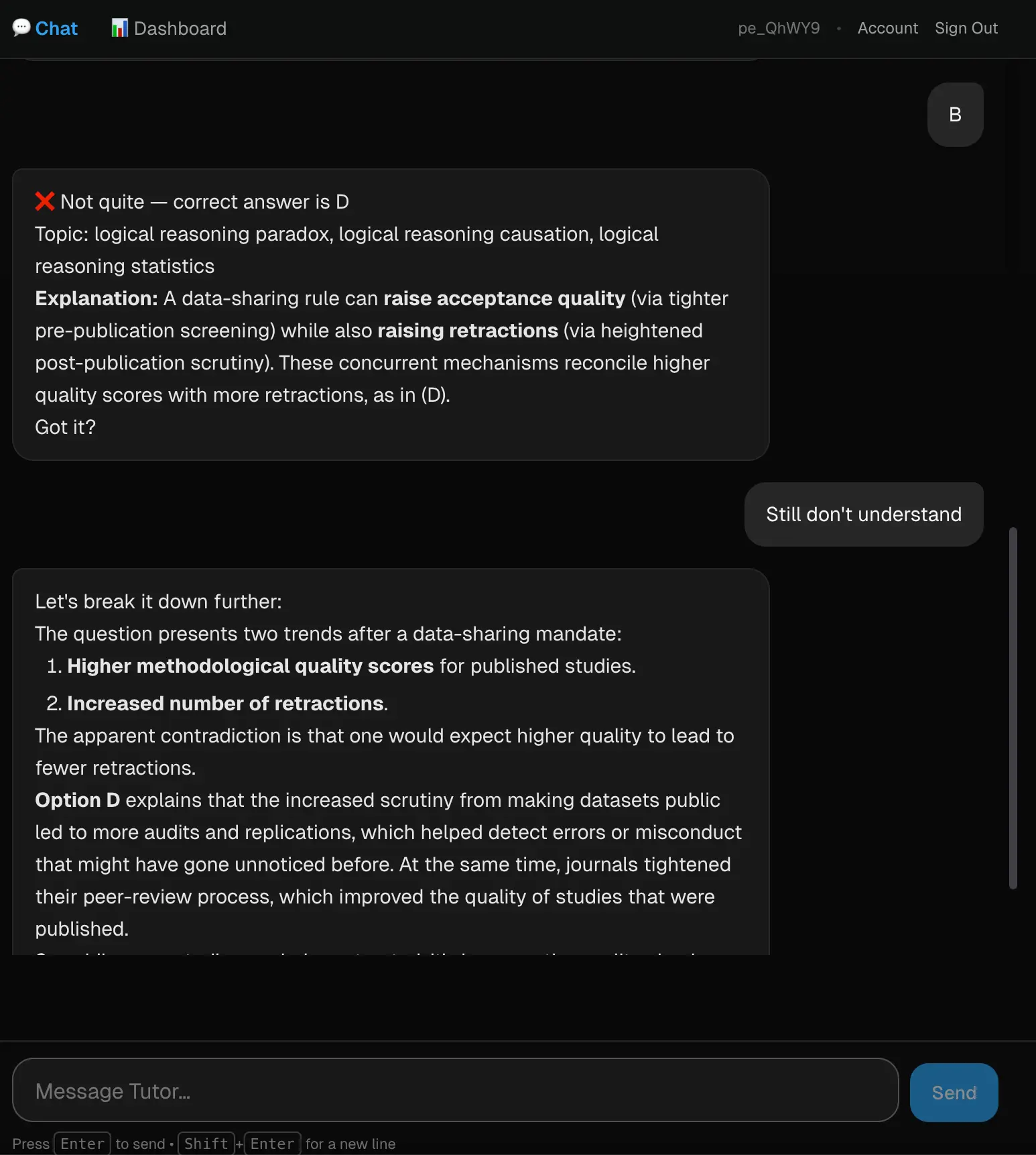 PrepEngine AI tutor explanation